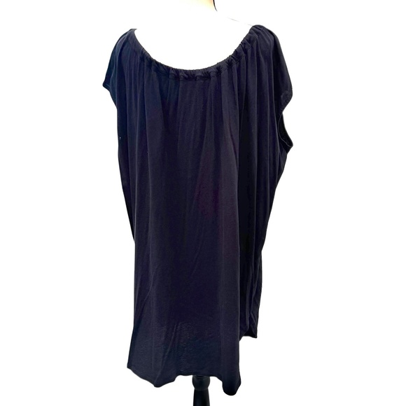 ORGANIC BY JOHN PATRICK BLACK COTTON ON OR OFF THE SHOULDER TUNIC DRESS - Picture 5 of 13